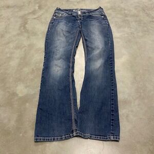 Wall Flower Womens Bootcut Jeans Embellished Pockets Blue Denim Size 5